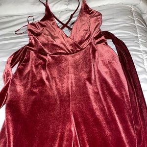 Express burgundy velvet jumsuit
